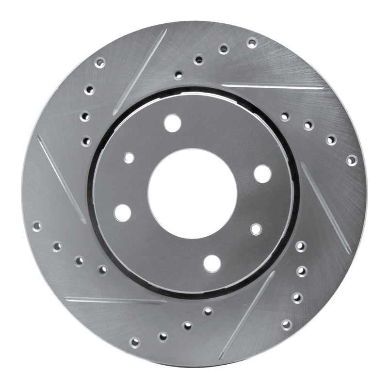 Volvo S40 Brake Rotor (1) - Front Left - R1 Concepts - Drilled & Slotted - Silver - `00-`04